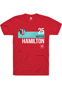 Kristen Hamiltion  KC Current Red Rally Player Teal Block Short Sleeve T Shirt