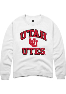 Rally Utah Utes Mens White Number One Neutral Long Sleeve Crew Sweatshirt