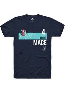 Hailie Mace  KC Current Navy Blue Rally Player Teal Block Short Sleeve T Shirt