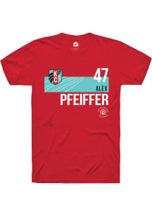 Alex Pfeiffer  KC Current Red Rally Player Teal Block Short Sleeve T Shirt