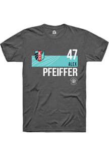 Alex Pfeiffer  KC Current Dark Grey Rally Player Teal Block Short Sleeve T Shirt
