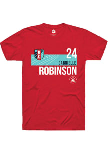 Gabrielle Robinson  KC Current Red Rally Player Teal Block Short Sleeve T Shirt