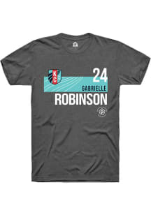 Gabrielle Robinson  KC Current Dark Grey Rally Player Teal Block Short Sleeve T Shirt