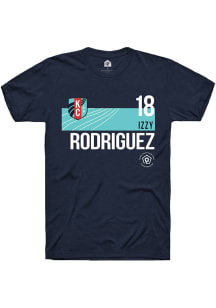 Izzy Rodriguez  KC Current Navy Blue Rally Player Teal Block Short Sleeve T Shirt