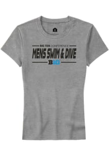 Big Ten Grey Rally Mens Swimming &amp; Diving Short Sleeve T-Shirt