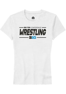 Rally Big Ten Womens White Wrestling Short Sleeve T-Shirt