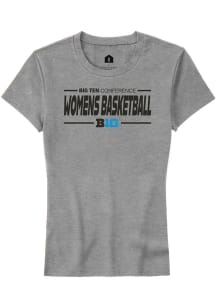 Rally Big Ten Womens Grey Womens Basketball Short Sleeve T-Shirt