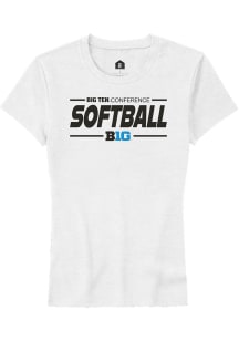 Rally Big Ten Womens White Softball Short Sleeve T-Shirt