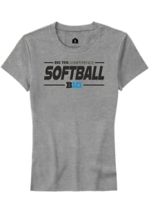 Rally Big Ten Womens Grey Softball Short Sleeve T-Shirt