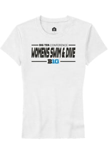 Rally Big Ten Womens White Womens Swimming &amp; Diving Short Sleeve T-Shirt