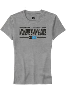 Rally Big Ten Womens Grey Womens Swimming &amp; Diving Short Sleeve T-Shirt
