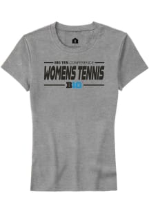 Rally Big Ten Womens Grey Womens Tennis Short Sleeve T-Shirt