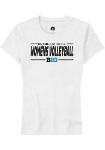 Rally Big Ten Womens White Womens Volleyball Short Sleeve T-Shirt
