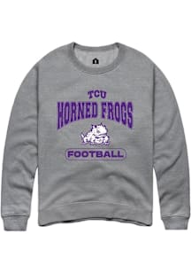 Rally TCU Horned Frogs Mens Grey Football Long Sleeve Crew Sweatshirt