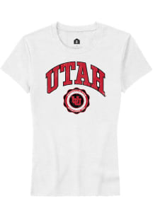 Rally Utah Utes Womens White Arch Seal Short Sleeve T-Shirt