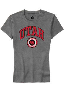 Rally Utah Utes Womens Grey Arch Seal Short Sleeve T-Shirt