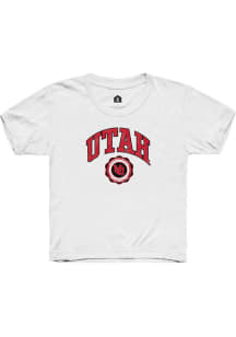 Rally Utah Utes Youth White Arch Seal Short Sleeve T-Shirt