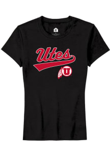 Rally Utah Utes Womens Black Tailsweep Short Sleeve T-Shirt