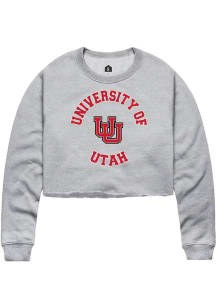 Rally Utah Utes Womens Grey Circle Crew Sweatshirt