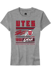 Rally Utah Utes Womens Grey Retro Short Sleeve T-Shirt