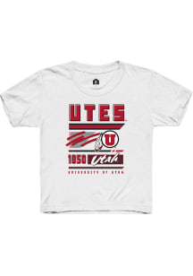 Rally Utah Utes Youth White Retro Short Sleeve T-Shirt