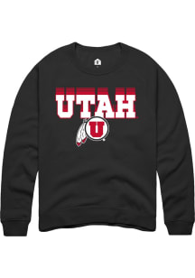 Rally Utah Utes Mens Black Repeat Long Sleeve Crew Sweatshirt