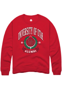Rally Utah Utes Mens Red Alumni Wreath Long Sleeve Crew Sweatshirt