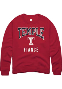 Rally Temple Owls Mens Cardinal Fianc√© Long Sleeve Crew Sweatshirt