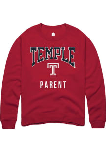 Rally Temple Owls Mens Cardinal Parent Long Sleeve Crew Sweatshirt