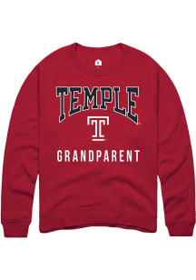 Rally Temple Owls Mens Cardinal Grandparent Long Sleeve Crew Sweatshirt