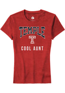 Rally Temple Owls Womens Red Cool Aunt Short Sleeve T-Shirt