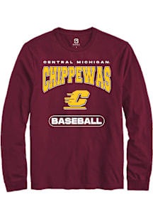 Summit Sportswear Central Michigan Chippewas Maroon Baseball Long Sleeve T Shirt