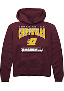 Summit Sportswear Central Michigan Chippewas Mens Maroon Baseball Long Sleeve Hoodie