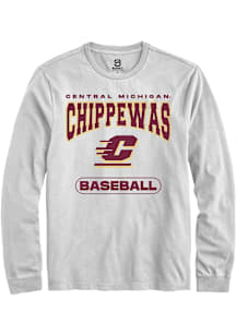 Summit Sportswear Central Michigan Chippewas White Baseball Long Sleeve T Shirt
