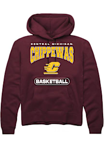 Summit Sportswear Central Michigan Chippewas Mens Maroon Basketball Long Sleeve Hoodie