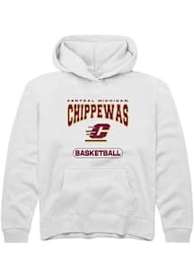 Summit Sportswear Central Michigan Chippewas Youth White Basketball Long Sleeve Hoodie