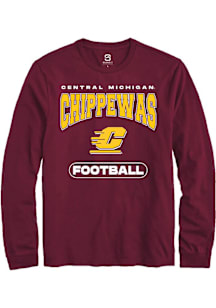 Summit Sportswear Central Michigan Chippewas Maroon Football Long Sleeve T Shirt