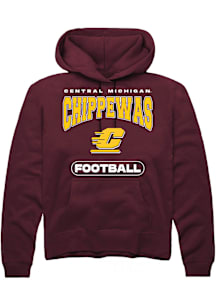 Summit Sportswear Central Michigan Chippewas Mens Maroon Football Long Sleeve Hoodie