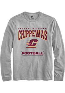 Summit Sportswear Central Michigan Chippewas Grey Football Long Sleeve T Shirt