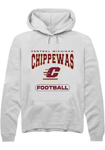 Summit Sportswear Central Michigan Chippewas Mens White Football Long Sleeve Hoodie