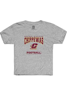 Summit Sportswear Central Michigan Chippewas Youth Grey Football Short Sleeve T-Shirt
