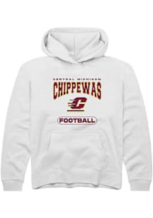 Summit Sportswear Central Michigan Chippewas Youth White Football Long Sleeve Hoodie