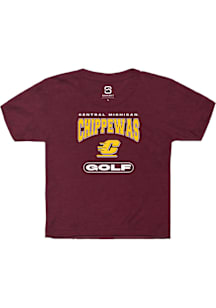 Summit Sportswear Central Michigan Chippewas Youth Maroon Golf Short Sleeve T-Shirt