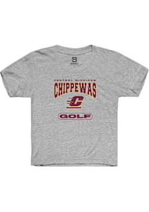 Summit Sportswear Central Michigan Chippewas Youth Grey Golf Short Sleeve T-Shirt