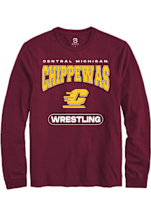 Summit Sportswear Central Michigan Chippewas Maroon Wrestling Long Sleeve T Shirt