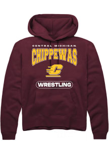 Rally Central Michigan Chippewas Mens Maroon Wrestling Long Sleeve Hoodie