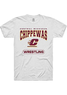 Summit Sportswear Central Michigan Chippewas White Wrestling Short Sleeve T Shirt
