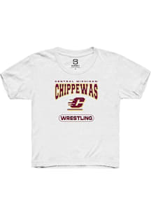 Summit Sportswear Central Michigan Chippewas Youth White Wrestling Short Sleeve T-Shirt