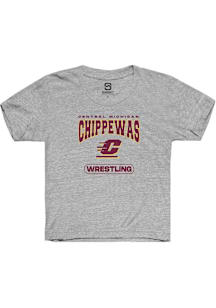 Summit Sportswear Central Michigan Chippewas Youth Grey Wrestling Short Sleeve T-Shirt