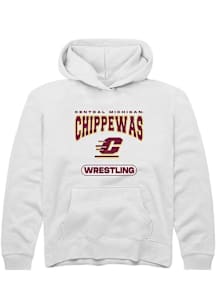 Summit Sportswear Central Michigan Chippewas Youth White Wrestling Long Sleeve Hoodie